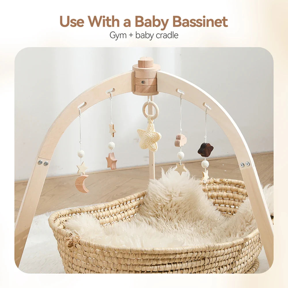 Baby Fitness Rack Wooden Frame Educational Fitness Activity Toy Gym Decoration can Hanging Pendants Sensory Gift Newborn Nursing