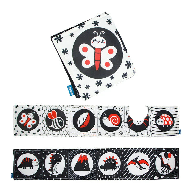 New Baby Soft Cloth Book Toys High Contrast Black and White  Babies Infants Early Educational Toys for 0 12 Months Newborn Gifts