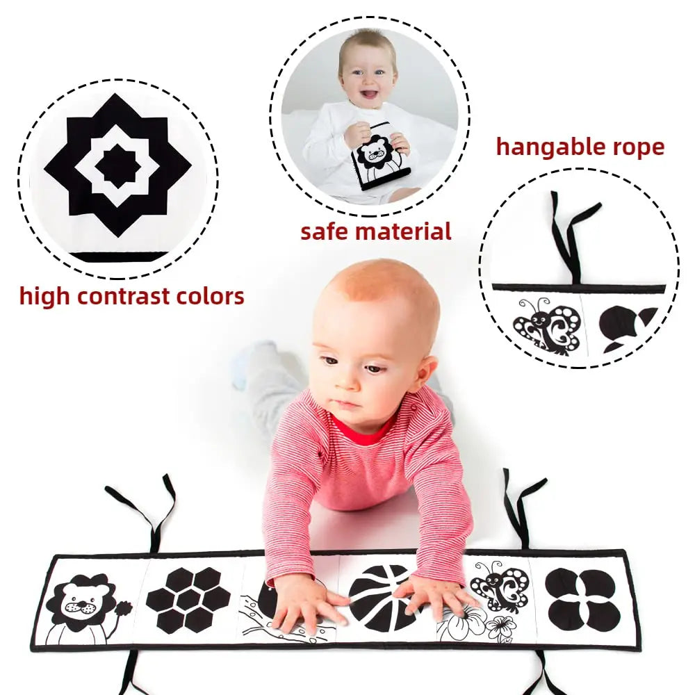 New Baby Soft Cloth Book Toys High Contrast Black and White  Babies Infants Early Educational Toys for 0 12 Months Newborn Gifts