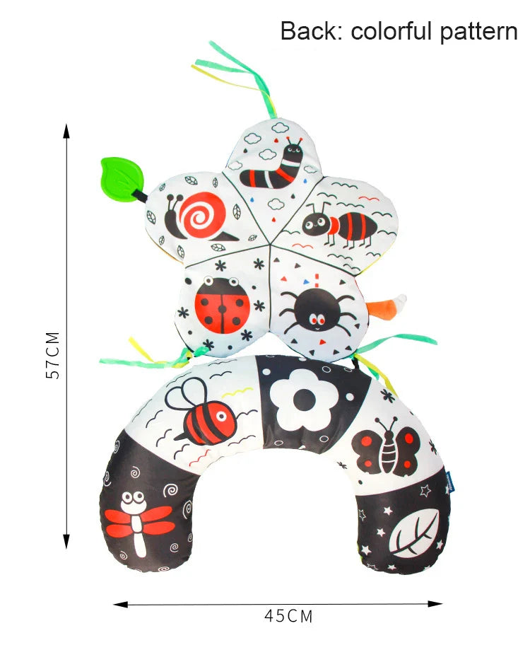 Baby Pillow Tummy Time Toy Black And White Lying Pillow High Contrast Double-Sided Sensory Toy Newborn Head-up Training Pillow