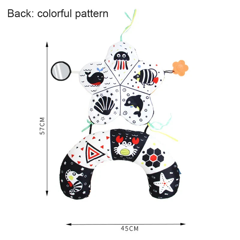 Baby Pillow Tummy Time Toy Black And White Lying Pillow High Contrast Double-Sided Sensory Toy Newborn Head-up Training Pillow