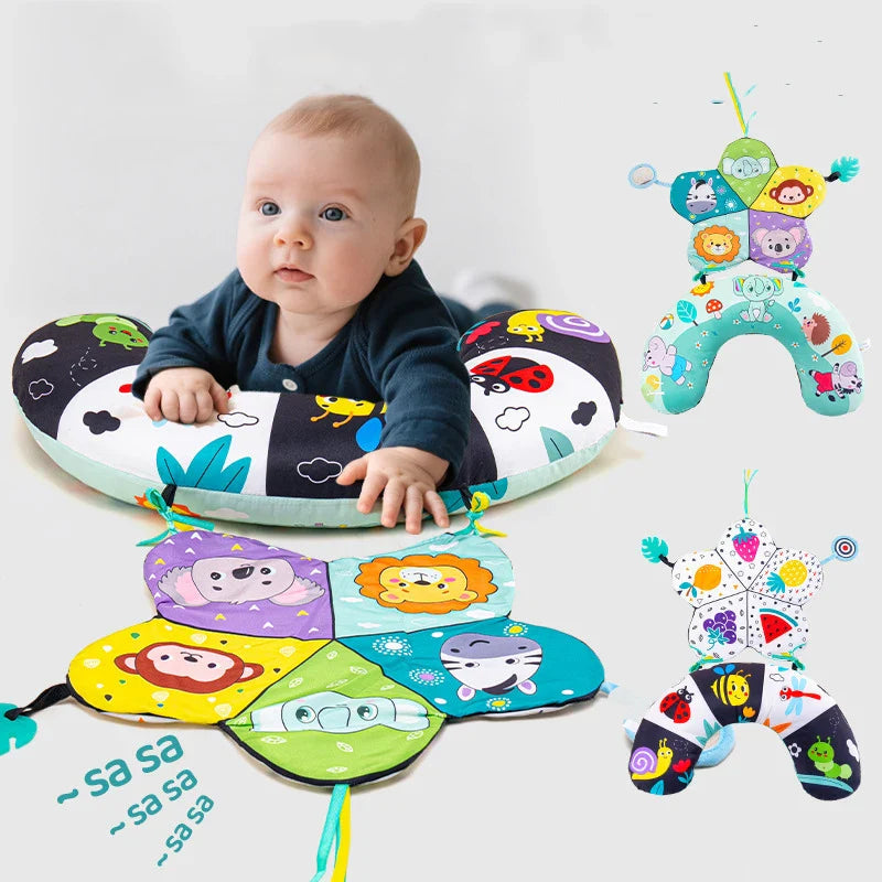 Baby Pillow Tummy Time Toy Black And White Lying Pillow High Contrast Double-Sided Sensory Toy Newborn Head-up Training Pillow