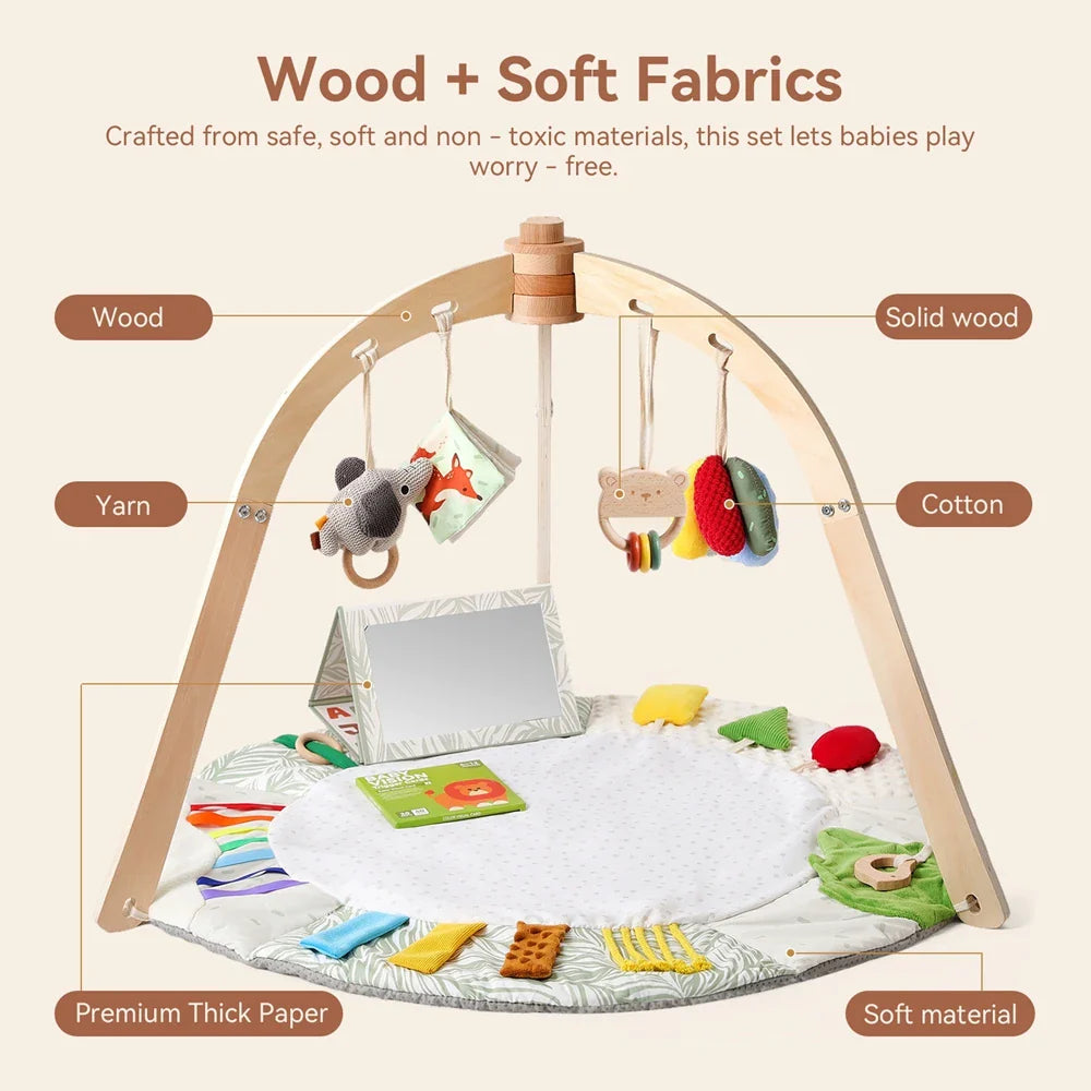 1Set Play Gym Frame Baby Activity Wooden Fitness Frames Play Gym Mobile Baby Accessories Rattle Toy Baby Room Decoration Newborn