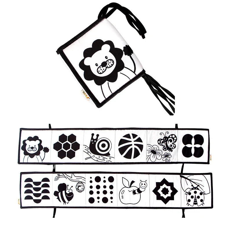 New Baby Soft Cloth Book Toys High Contrast Black and White  Babies Infants Early Educational Toys for 0 12 Months Newborn Gifts