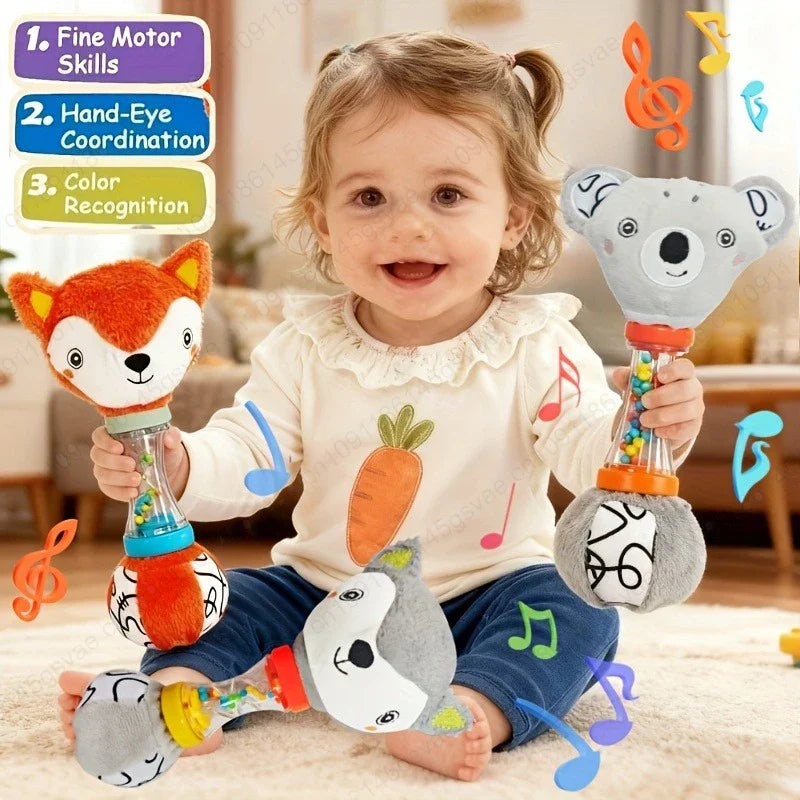 Baby Rattles Soft Hand Grab Sensory Shaker Teething Toys for BabiesSensory Plush Animal Toys for 0 12 Months Newborn Toys Gifts