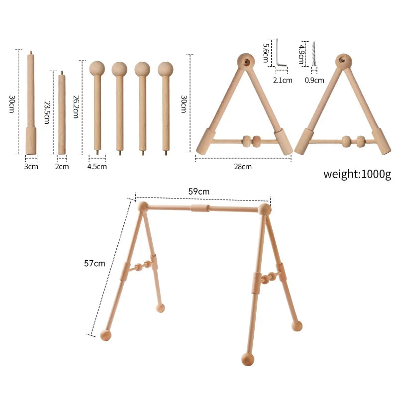Baby Fitness Rack Wooden Frame Educational Fitness Activity Toy Gym Decoration can Hanging Pendants Sensory Gift Newborn Nursing