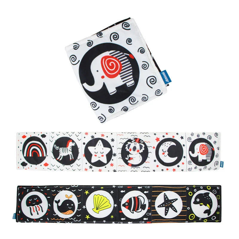 New Baby Soft Cloth Book Toys High Contrast Black and White  Babies Infants Early Educational Toys for 0 12 Months Newborn Gifts