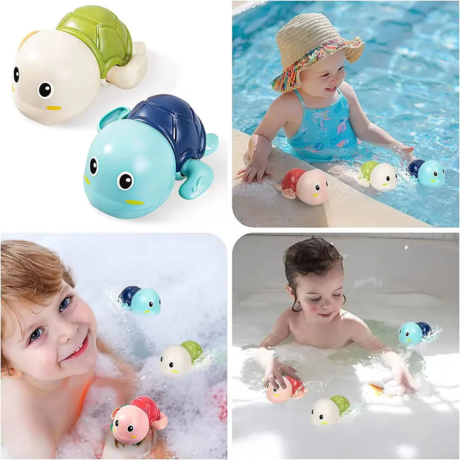3PCS Baby Bath Toys Water Chain Clockwork Bathing Cute Swimming Turtle Toy Toddler Pool Beach Classic Toy For Kids Water Playing