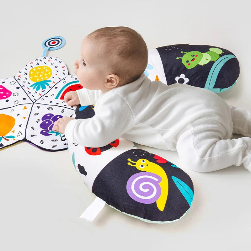 Baby Pillow Tummy Time Toy Black And White Lying Pillow High Contrast Double-Sided Sensory Toy Newborn Head-up Training Pillow