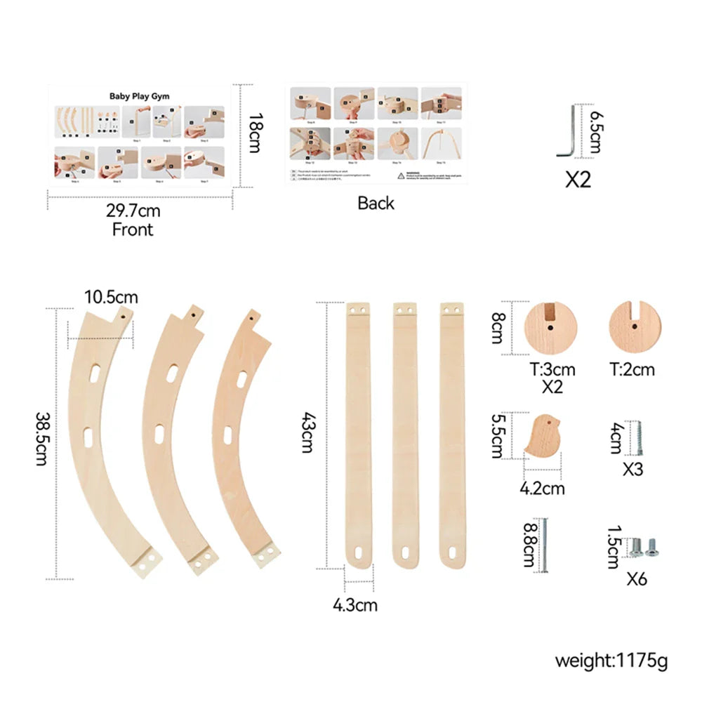 Baby Fitness Rack Wooden Frame Educational Fitness Activity Toy Gym Decoration can Hanging Pendants Sensory Gift Newborn Nursing