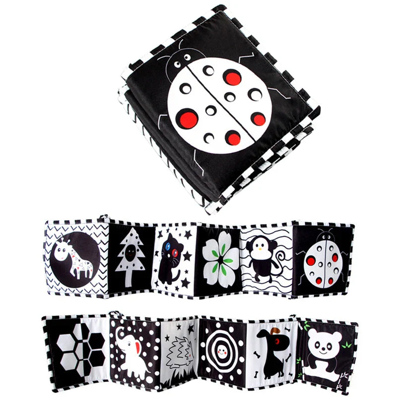 New Baby Soft Cloth Book Toys High Contrast Black and White  Babies Infants Early Educational Toys for 0 12 Months Newborn Gifts