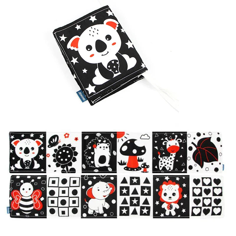 New Baby Soft Cloth Book Toys High Contrast Black and White  Babies Infants Early Educational Toys for 0 12 Months Newborn Gifts