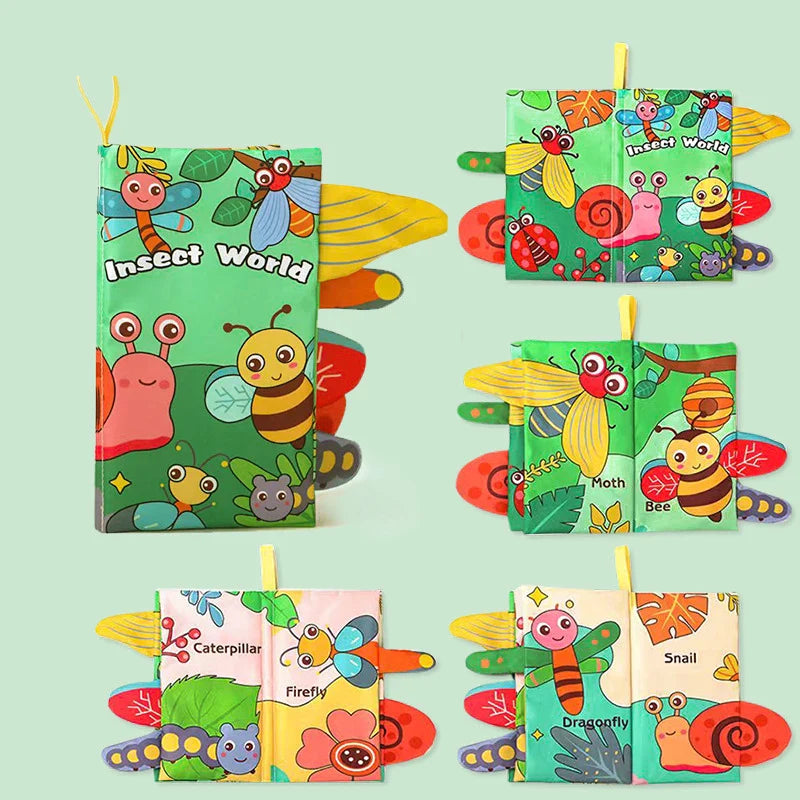 8 Page Tail Cloth Book Touch And Feel Infant Soft Books Cartoon Animals Development Interactive Early Education Toys For Baby