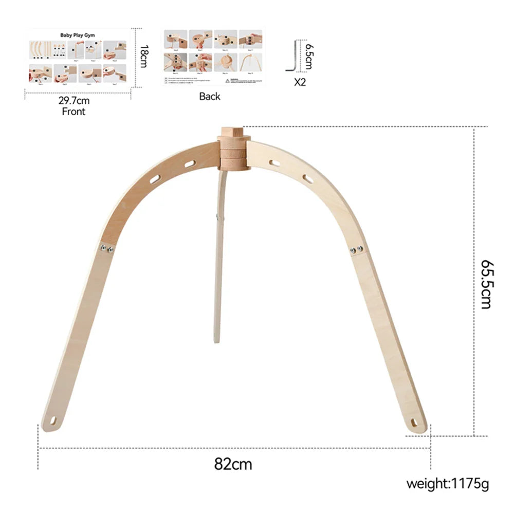 Baby Fitness Rack Wooden Frame Educational Fitness Activity Toy Gym Decoration can Hanging Pendants Sensory Gift Newborn Nursing