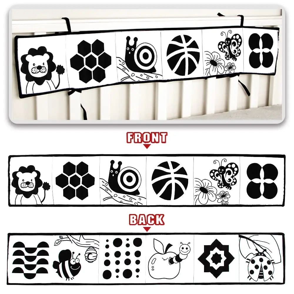 New Baby Soft Cloth Book Toys High Contrast Black and White  Babies Infants Early Educational Toys for 0 12 Months Newborn Gifts